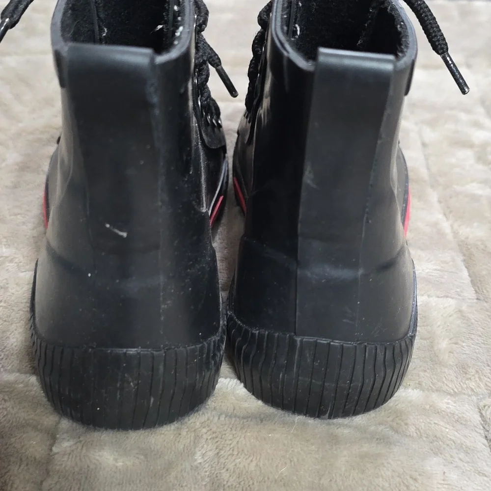 Art Class Kids/Boys Rubber‎ Rain Boots Ankle Lace Up Sz 1 EUC
